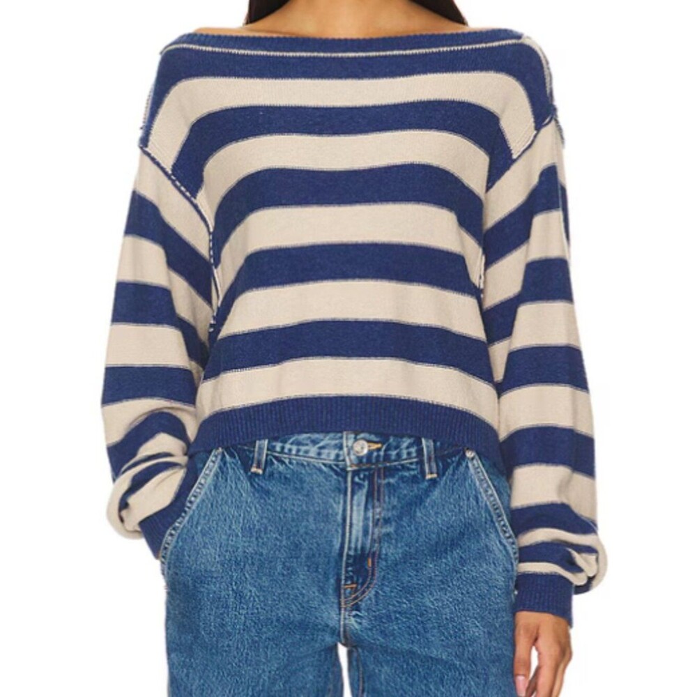 Free People x We The Free Into The Blue Pullover Sweater Womens Size Medium